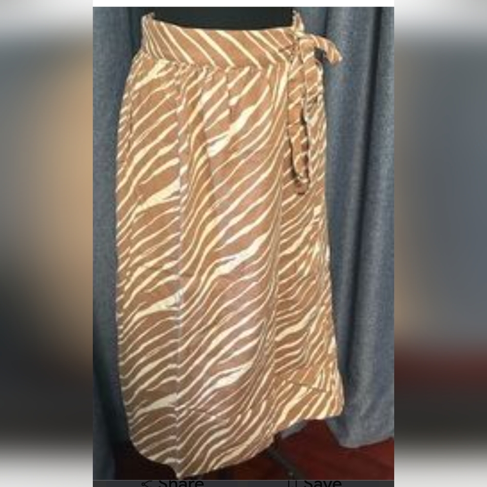 A New Day NWT Linen Blend Zebra Print Wrap Skirt Size L